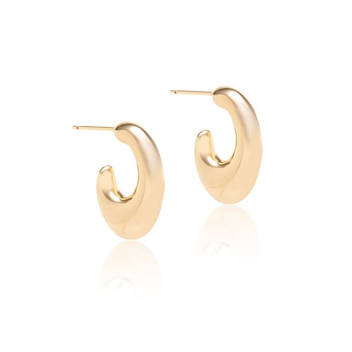 Brinco Virgula Liso - Banho de Ouro 18k