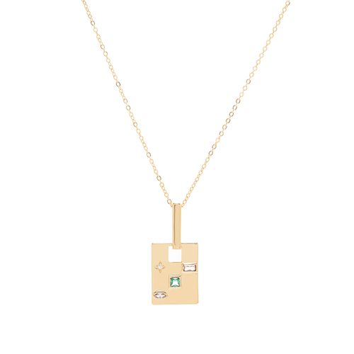 Colar Geométrico com Cristal Paraiba, Cristal Quartzo Rosa e Cristal Morganita 50cm - Banho de Ouro 18k