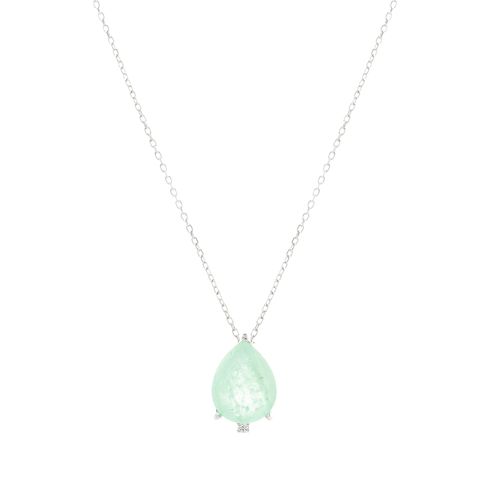 Colar Gota de Fusion Esmeralda Colombiana 45cm - Prata 925