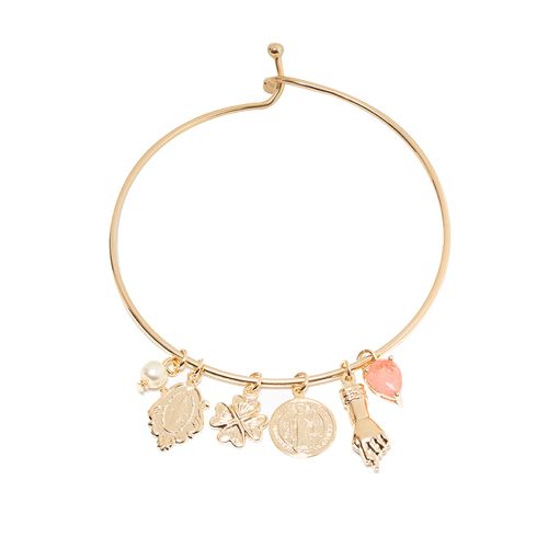 Bracelete Patuá de Fusion Podange e Pérola Coreana - Banho de Ouro 18k