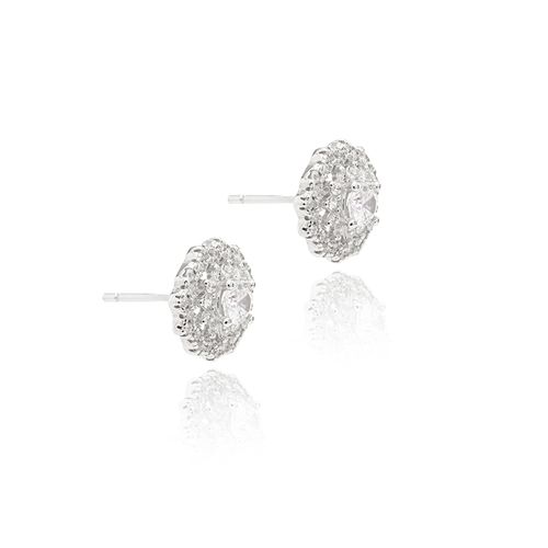 Brinco Florzinha com Zircônias Brancas - Prata 925