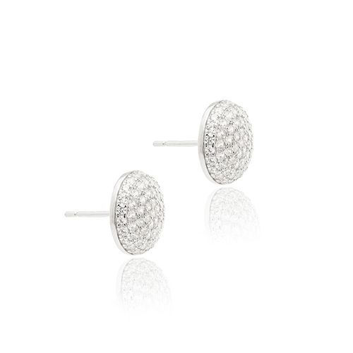 Brinco Redondo Cravejado com Zircônias Brancas - Prata 925