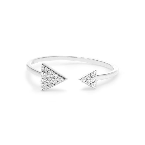 Anel Dois Triângulos Free Size com Zircônias Brancas - Prata 925