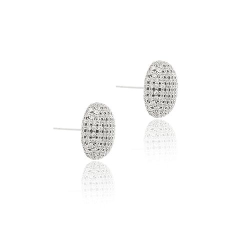 Brinco Oval Cravejado com Zircônias Brancas - Prata 925