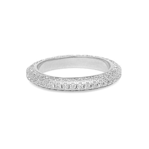 Kit com 2 Anéis Solitário 5mm + Aparador Três Linhas Cravejadas com Zircônias Brancas - Prata 925