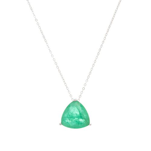 Colar Triângulo de Fusion Esmeralda 50cm - Prata 925