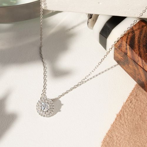 Colar Moissanite Lapidação Brilhante 4mm 0,3CT/25 Pontos e Zircônias Brancas D - VVS1 50cm - Prata 925