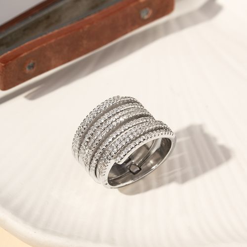 Anel Linhas 3 em 1 Cravejado com Zircônias Brancas - Prata 925