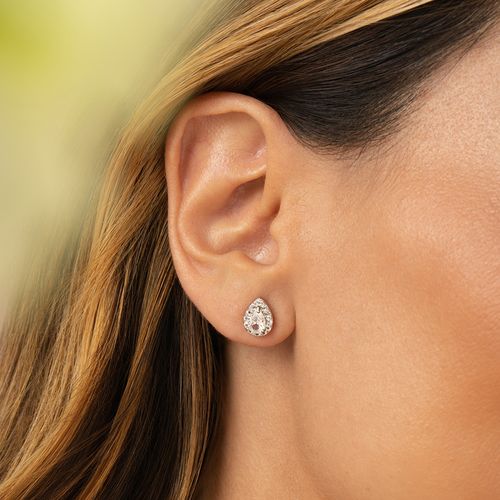 Brinco Gotinha de Topázio Incolor Natural com Zircônias Brancas - Prata 925