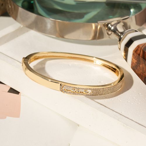 Bracelete 5 Linhas Cravejado com Zircônias Brancas - Banho de Ouro 18k