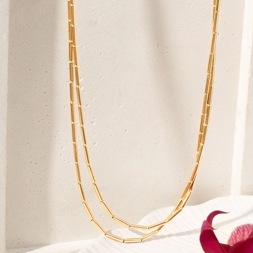 Colar Canutilhos Liso 80cm - Banho de Ouro 18k