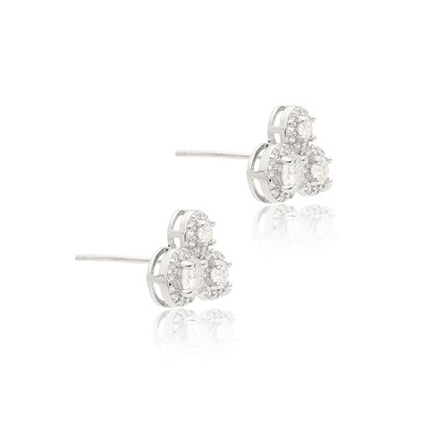 Brinco Moissanite Lapidação Brilhante 4mm 0,3CT/25 Pontos 3mm 0,110ct/11 Pontos 2,5mm/6 Pontos e Zircônias Brancas D - VVS1 - Prata 925