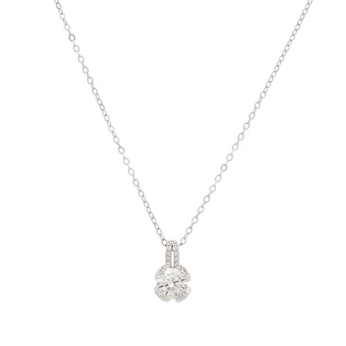 Colar Moissanite Lapidação Brilhante 6,5mm 1,0CT/100 Pontos e Zircônias Brancas D - VVS1 50cm - Prata 925