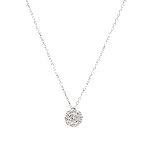 Colar Moissanite Lapidação Brilhante 5,5mm 0,6CT/66 Pontos e Zircônias Brancas D - VVS1 50cm - Prata 925
