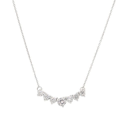 Colar Pontos com Zircônias Brancas 46cm - Prata 925