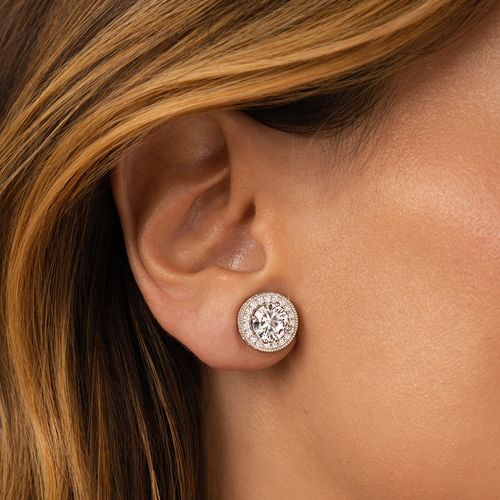 Brinco Redondo com Zircônias Brancas - Prata 925