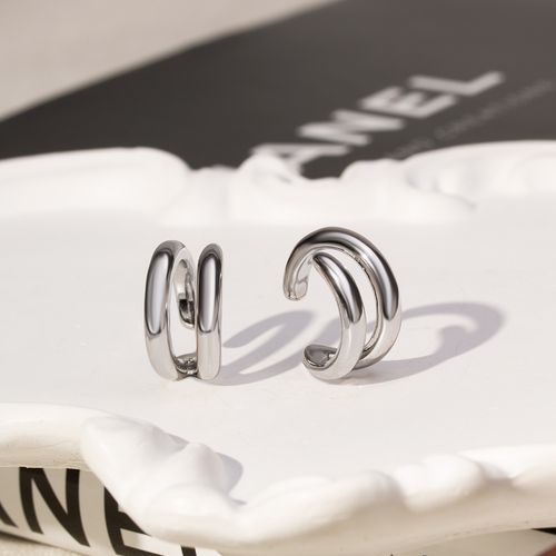 Brinco Earhook Linhas Orgânico Liso - Banho de Ródio Branco