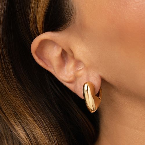 Brinco Argola Coração Liso - Banho de Ouro 18k