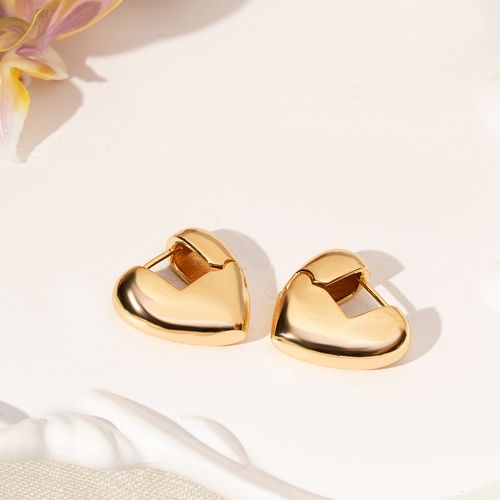 Brinco Argola Coração Liso - Banho de Ouro 18k