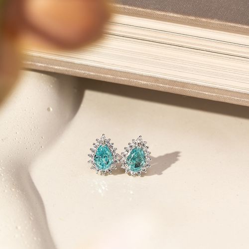 Brinco Gotinha Crushed Ice Cutting London Topaz e Zircônias Brancas - Prata 925