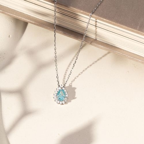 Colar Gotinha Crushed Ice Cutting London Topaz e Zircônias Brancas 49cm - Prata 925