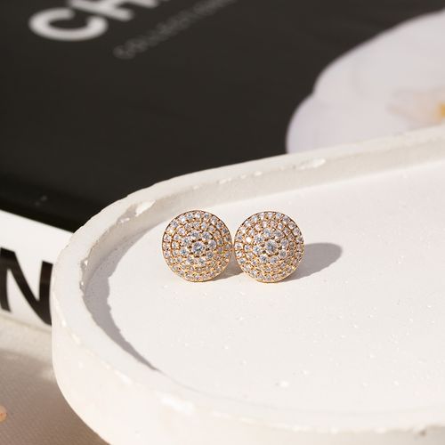 Brinco Redondo com Zircônias Brancas - Banho de Ouro 18k