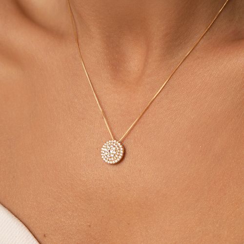Colar Redondo com Zircônias Brancas 52cm - Banho de Ouro 18k