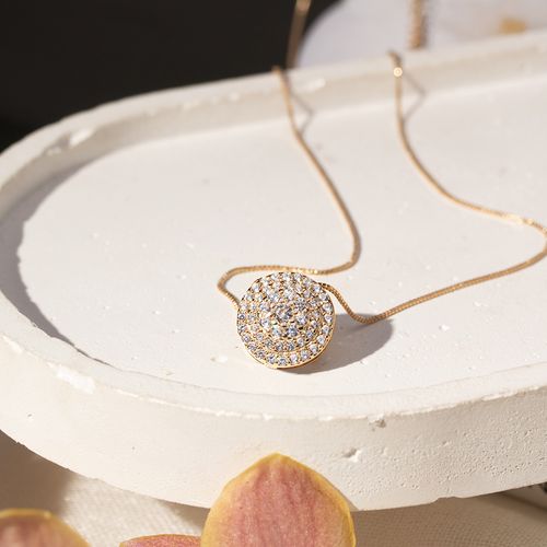Colar Redondo com Zircônias Brancas 52cm - Banho de Ouro 18k