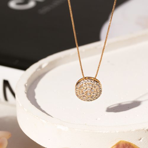 Colar Redondo com Zircônias Brancas 52cm - Banho de Ouro 18k
