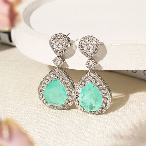 Brinco Gotão Fusion Turmalina e Zircônias Brancas - Banho de Ródio Branco