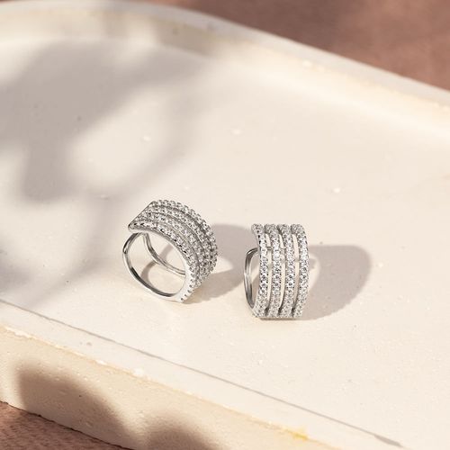 Piercing 4 Linhas Cravejado com Zircônias Brancas - Prata 925