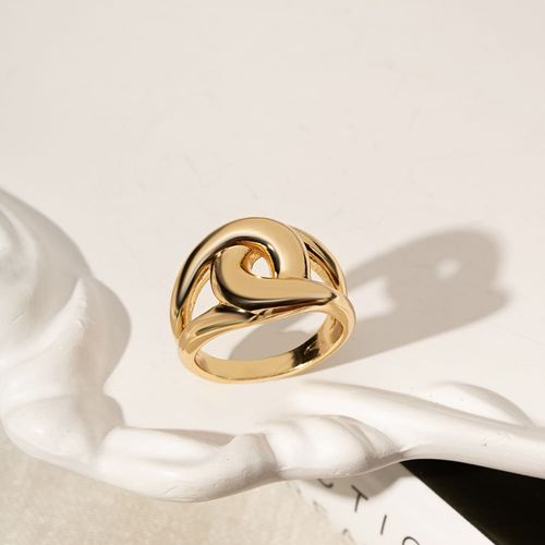 Anel Liso Entrelaçado - Banho de Ouro 18k