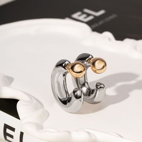 Brinco Liso Argola 35mm com Tarraxa Esfera 10mm - Banhos de Ródio Branco e Ouro 18k