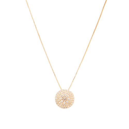 Colar Redondo com Zircônias Brancas 52cm - Banho de Ouro 18k