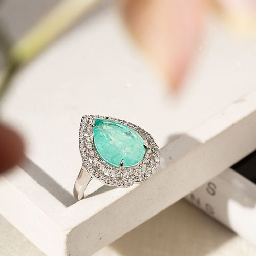 Anel Gotão Fusion Turmalina e Zircônias Brancas - Banho de Ródio Branco