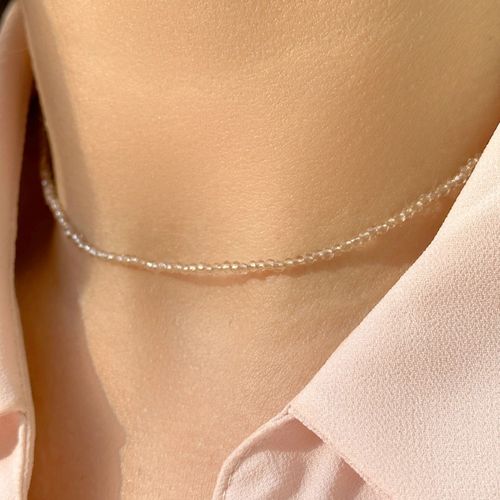 COLAR CRISTAL TOPAZIO FUME FIO UMA VOLTA