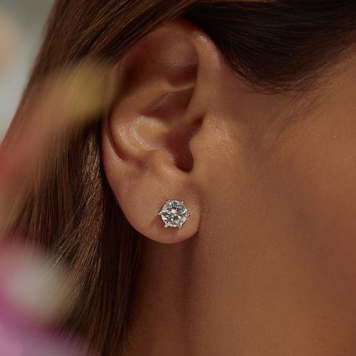 Brinco Moissanite Redondo 7mm 1,2 CT - D 120 Pontos VVS1 - Prata 925