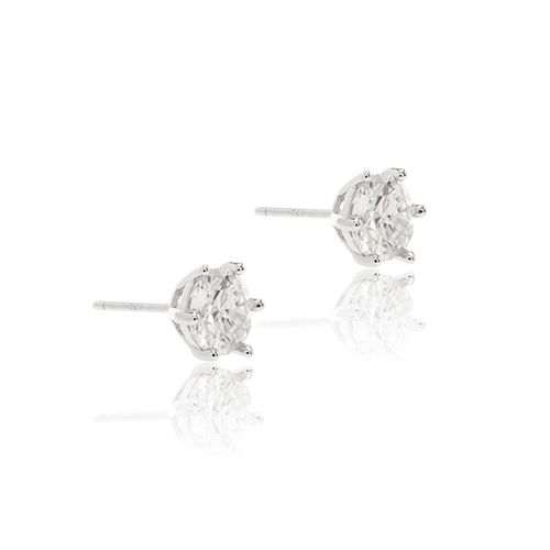 Brinco Moissanite Redondo 7mm 1,2 CT - D 120 Pontos VVS1 - Prata 925