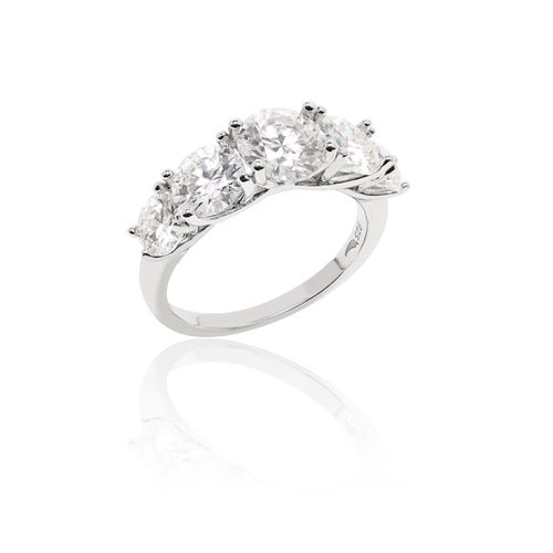 Anel Meia Aliança Moissanite 7mm - 1,2ct (120 Pontos) / 6mm 0,8ct (80 pontos) / 5mm 0,5ct (50 pontos) - D VVS1 - Prata 925