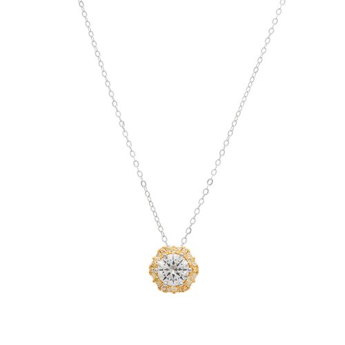 Colar Moissanite Lapidação Brilhante de 7mm 1,2 CT - D 120 Pontos VVS1 e Zircônias Fancy Yellow 50cm- Prata 925