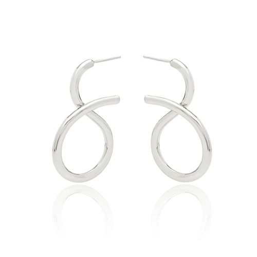 Brinco Liso Argola Torcida - Banho de Ródio Branco