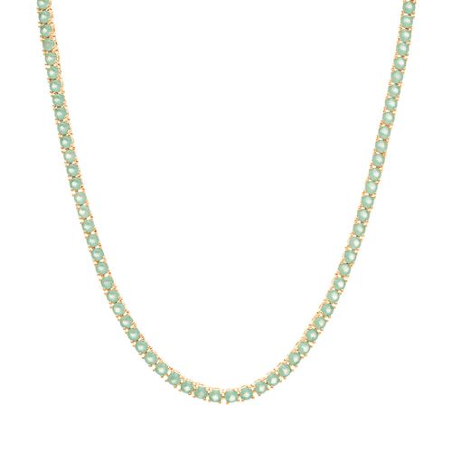 Colar Riviera Inteira Pedras com Cristal Milk Turmalina Paraiba 42cm - Banho de Ouro 18k