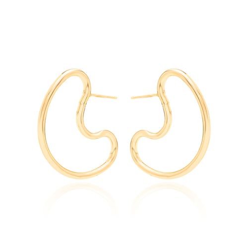 Brinco Curvas Liso - Banho de Ouro 18k