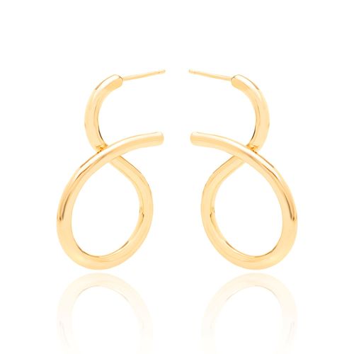 Brinco Liso Argola Torcida - Banho de Ouro 18k