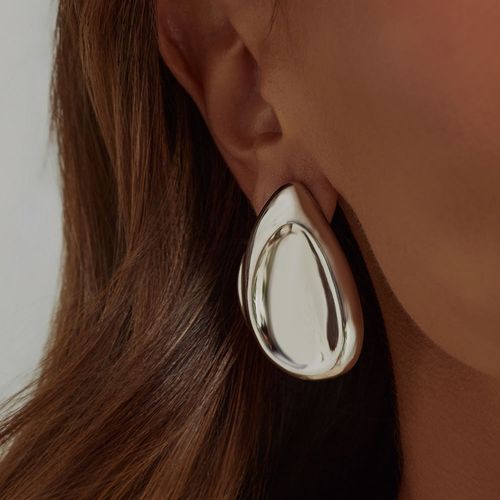 Brinco Liso Gota Orgânica - Banho de Ródio Branco