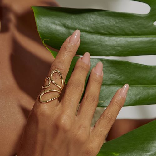 Anel Liso Abstrato - Banho de Ouro 18k