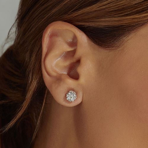 Brinco Florzinha Cravejada com Zircônias Brancas - Prata 925