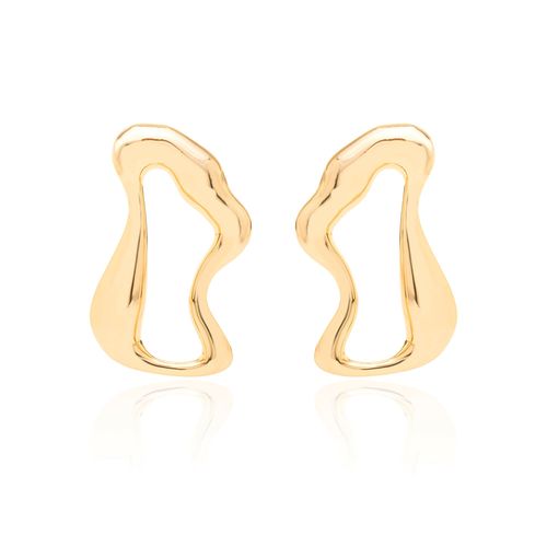 Brinco Orgânico Liso - Banho de Ouro 18k