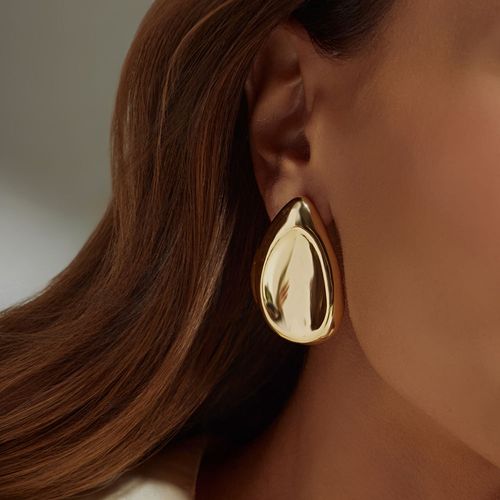 Brinco Liso Gota Orgânica - Banho de Ouro 18k