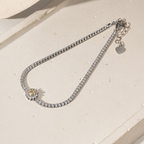 Pulseira Redondinho com Zircônia Fancy Yellow e Zircônias Brancas 19cm - Prata 925